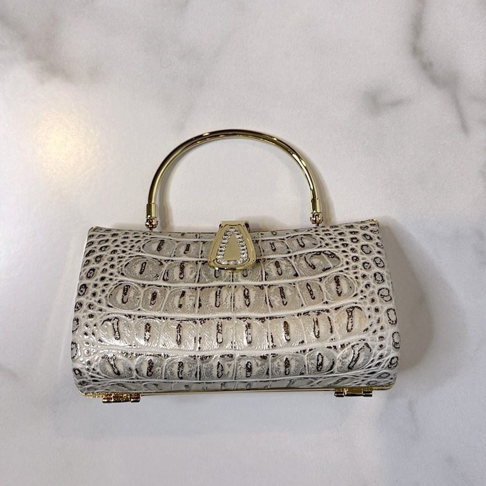Fashion Imports Ivory alligator Clutch Mini Bag